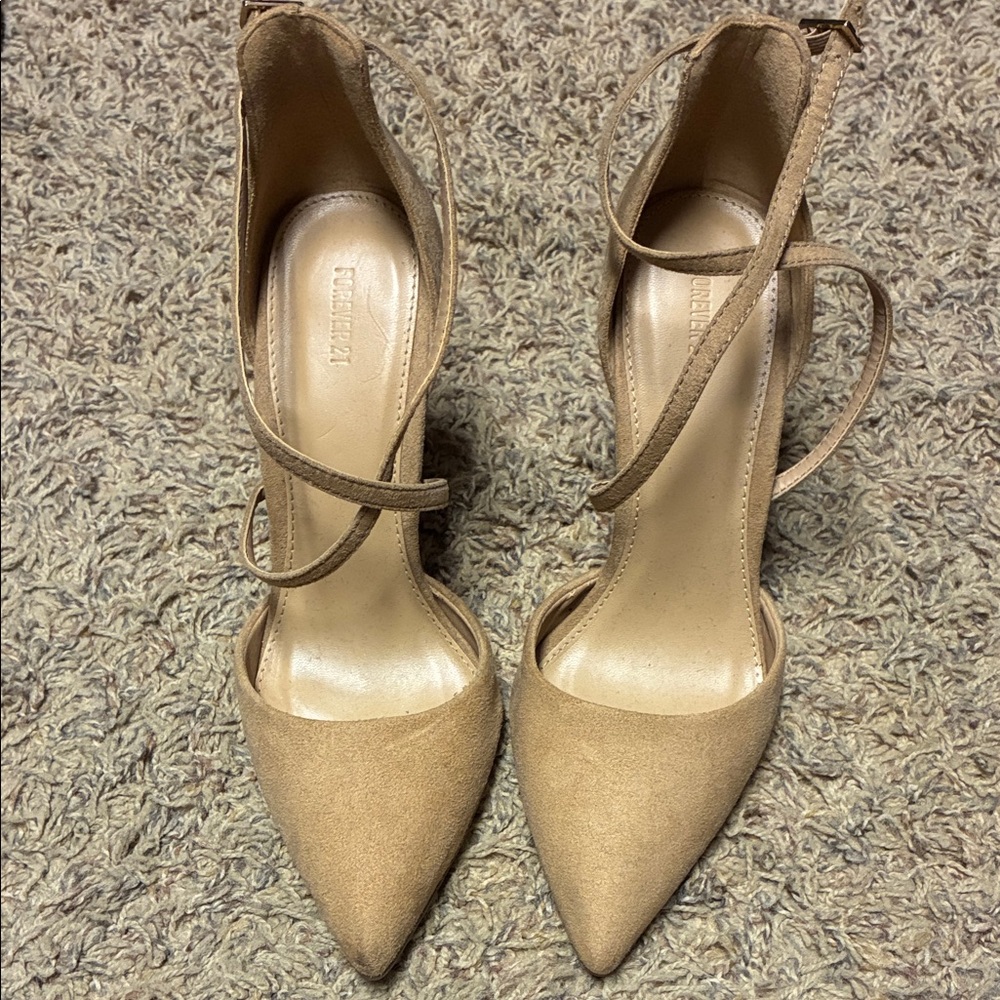 Forever 21 Beige Ankle Strap Heels
